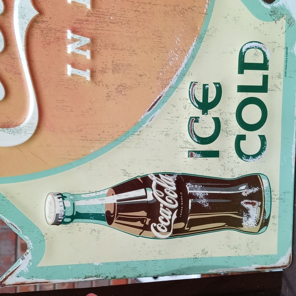 VINTAGE 1950'S METAL DOUBLE SIDED COCA COLA SIGN - Picture 3 of 8